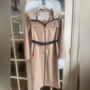 Hunter Women's Tan Trench Coat with Black and Red Details